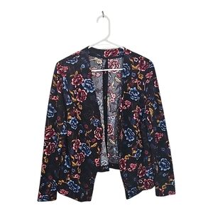 Massini Floral Stretch Blazer Women’s Size XL Spandex Blend Shoulder Pads